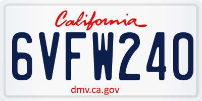 CA license plate 6VFW240