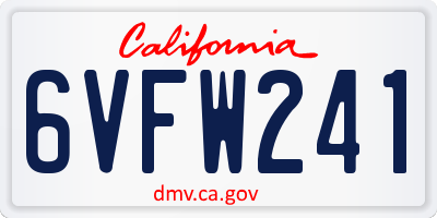 CA license plate 6VFW241