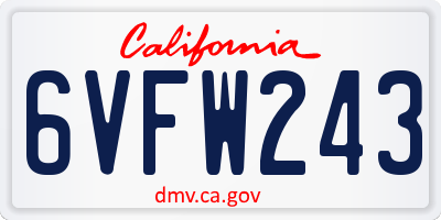 CA license plate 6VFW243