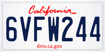 CA license plate 6VFW244