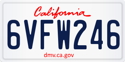 CA license plate 6VFW246