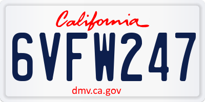 CA license plate 6VFW247