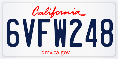 CA license plate 6VFW248