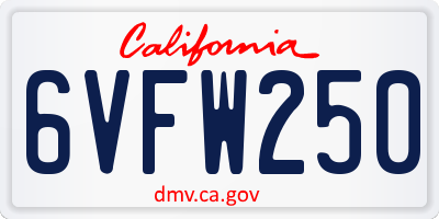 CA license plate 6VFW250