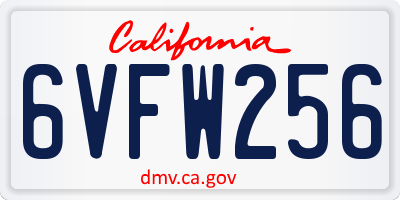 CA license plate 6VFW256