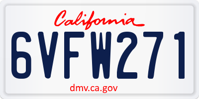 CA license plate 6VFW271