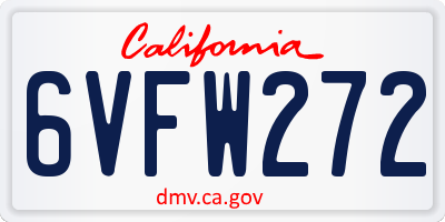 CA license plate 6VFW272