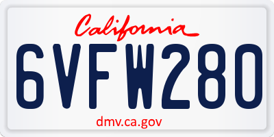 CA license plate 6VFW280