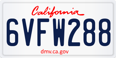CA license plate 6VFW288