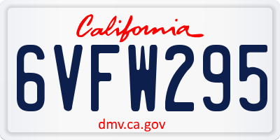 CA license plate 6VFW295