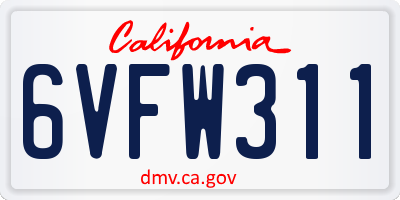 CA license plate 6VFW311