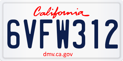 CA license plate 6VFW312