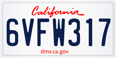 CA license plate 6VFW317