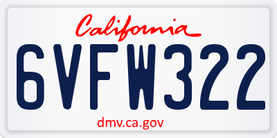 CA license plate 6VFW322
