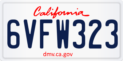 CA license plate 6VFW323