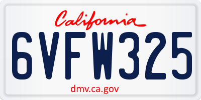 CA license plate 6VFW325
