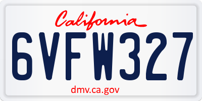 CA license plate 6VFW327