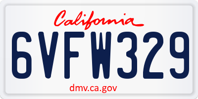 CA license plate 6VFW329