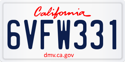 CA license plate 6VFW331