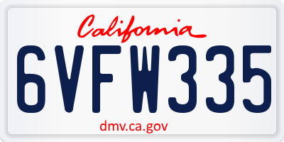 CA license plate 6VFW335