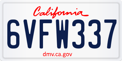 CA license plate 6VFW337