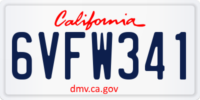 CA license plate 6VFW341