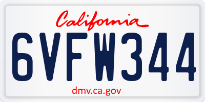 CA license plate 6VFW344