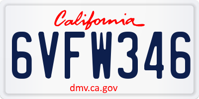 CA license plate 6VFW346
