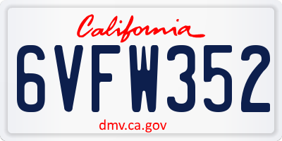 CA license plate 6VFW352