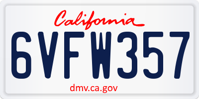 CA license plate 6VFW357