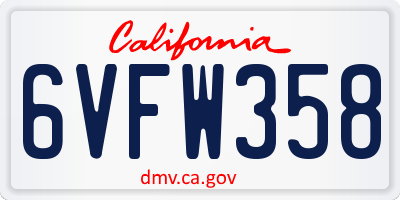 CA license plate 6VFW358