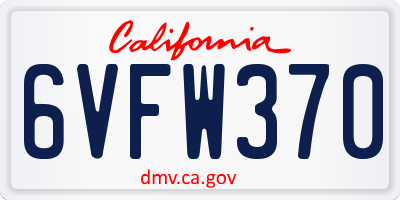 CA license plate 6VFW370