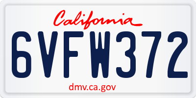 CA license plate 6VFW372