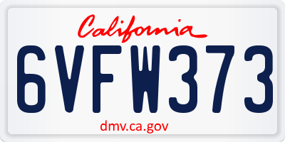 CA license plate 6VFW373