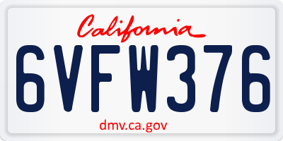CA license plate 6VFW376