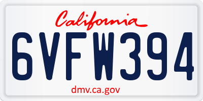 CA license plate 6VFW394
