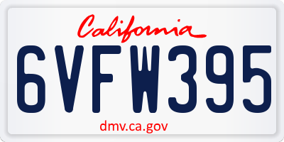 CA license plate 6VFW395