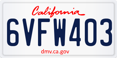 CA license plate 6VFW403
