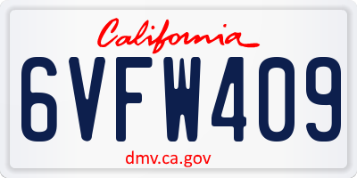 CA license plate 6VFW409