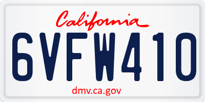 CA license plate 6VFW410