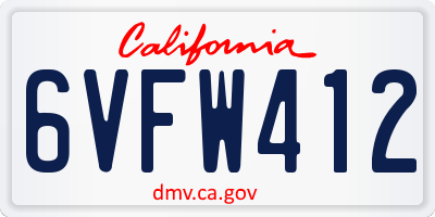 CA license plate 6VFW412