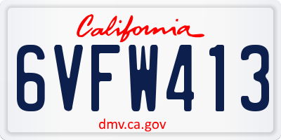 CA license plate 6VFW413