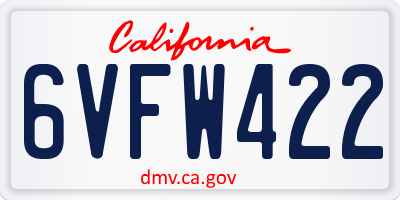 CA license plate 6VFW422