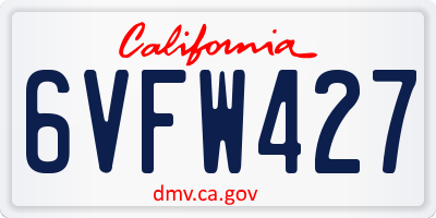 CA license plate 6VFW427