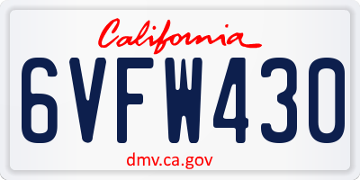 CA license plate 6VFW430