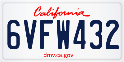 CA license plate 6VFW432