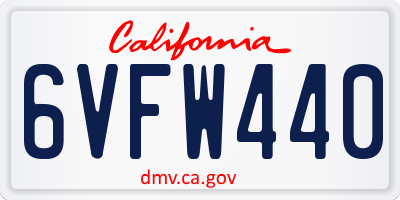 CA license plate 6VFW440
