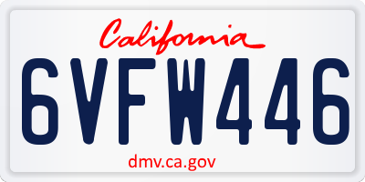 CA license plate 6VFW446