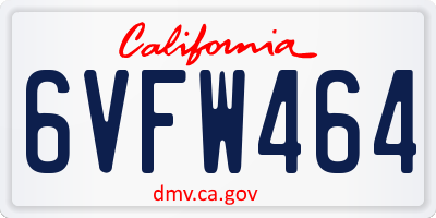 CA license plate 6VFW464