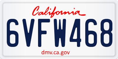 CA license plate 6VFW468